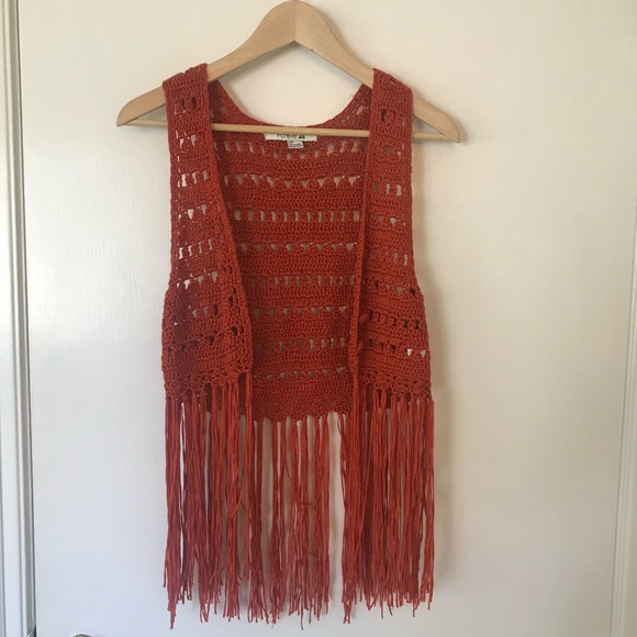 Forever 21 Jackets & Blazers - Forever 21 Boho Fringe Button Vest